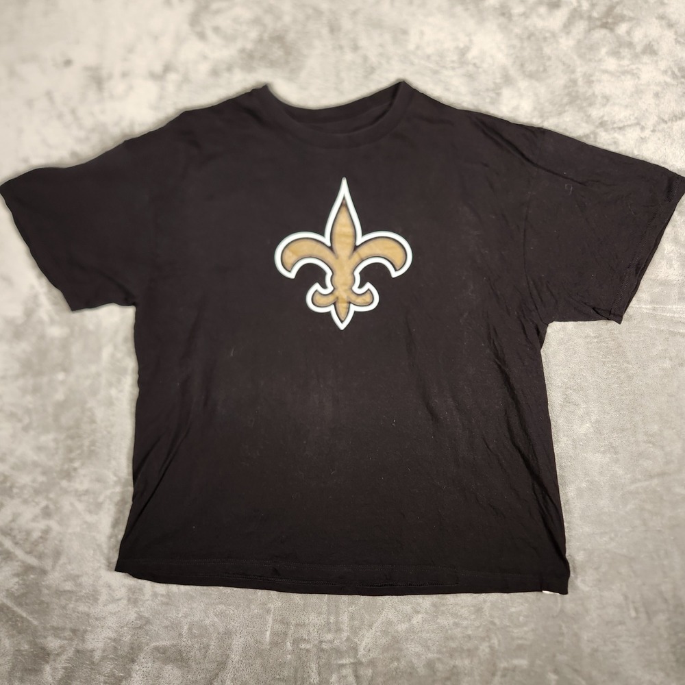 New Orleans Saints T-Shirt Mens 2XL Black NFL Football Drew Brees Team App EUC